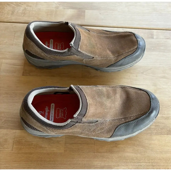 Wrangler Rugged Brown Suede Leather Slip On Loafer Memory Foam Shoes Mens 9 - Picture 1 of 8